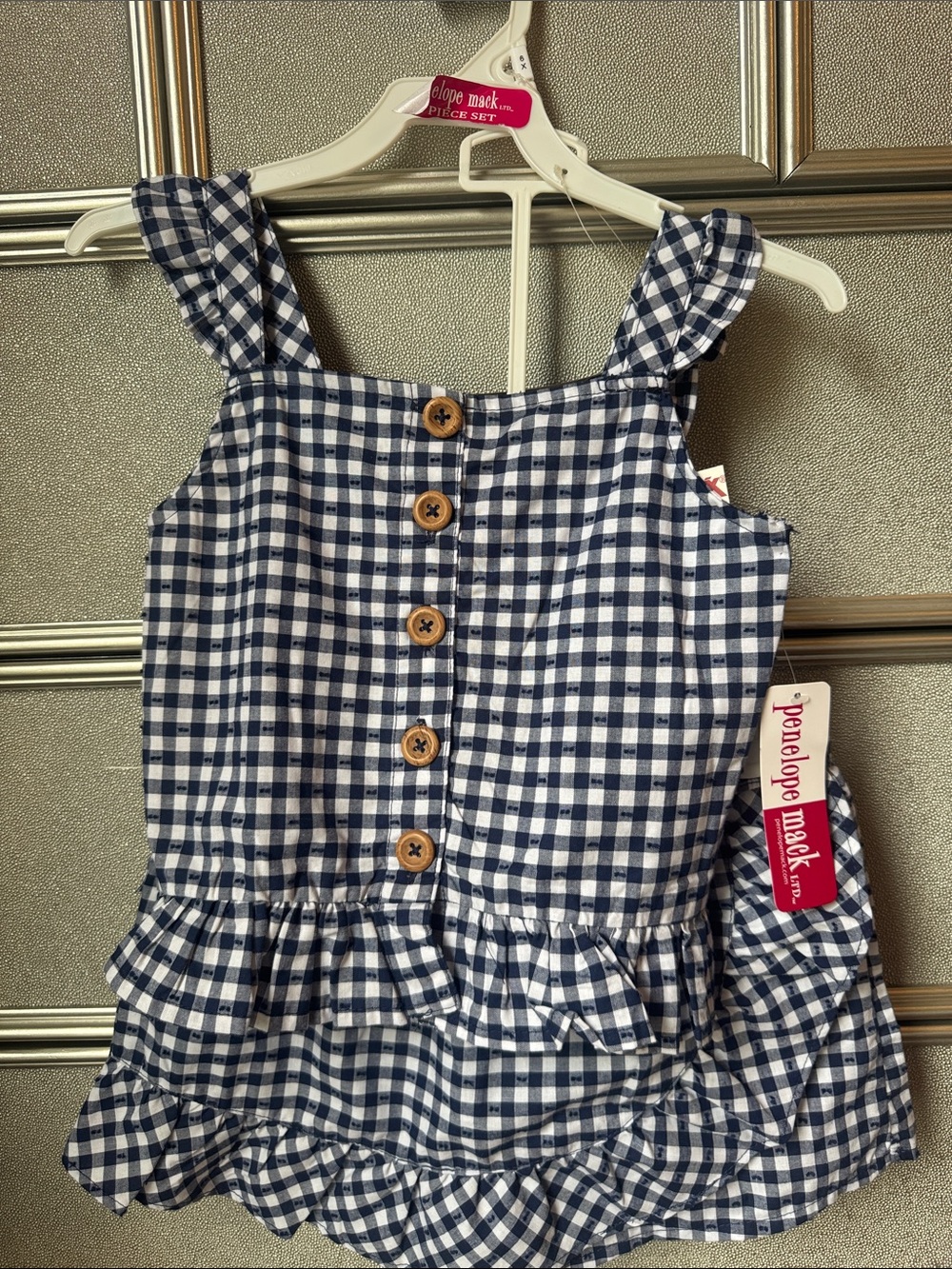 Penelope Mack White & Navy Gingham Top Set